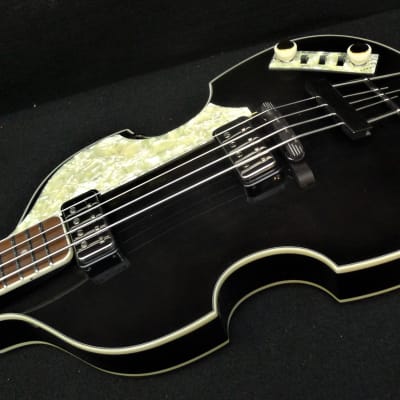 Hofner HCT-500/1-BK Contemporary Beatle Bass Trans BLACK, Custom with Tea Cup Knobs & LaBella Flats image 2