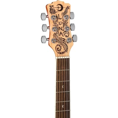 Luna Guitars Henna Dragon Select Spruce Acoustic/Electric Guitar Satin Natural image 5