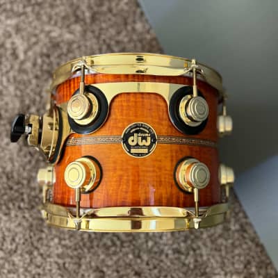 DW 25TH anniversary Anniversary Amber Lacquer Over Flame Maple 5 Piece w/snare W/MAY mic system image 7