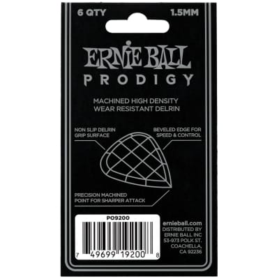 Ernie Ball Mini Prodigy Picks Black 1.5mm Bag of 6 image 3