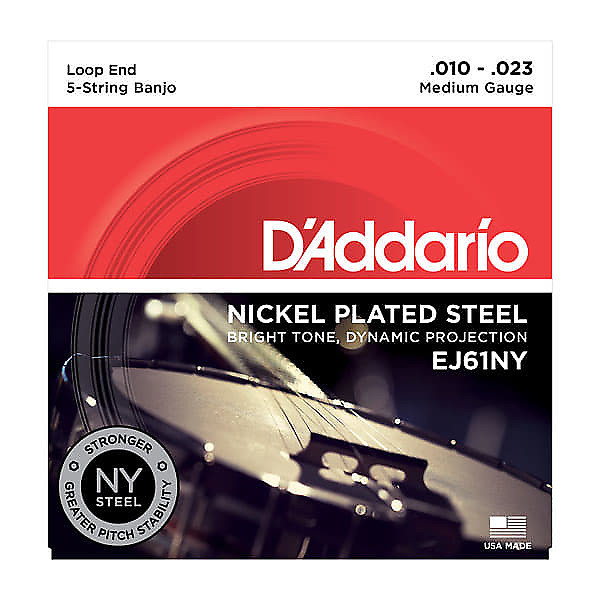 D'Addario EJ61NY NY Nickel Plated Steel Medium Banjo Strings image 1