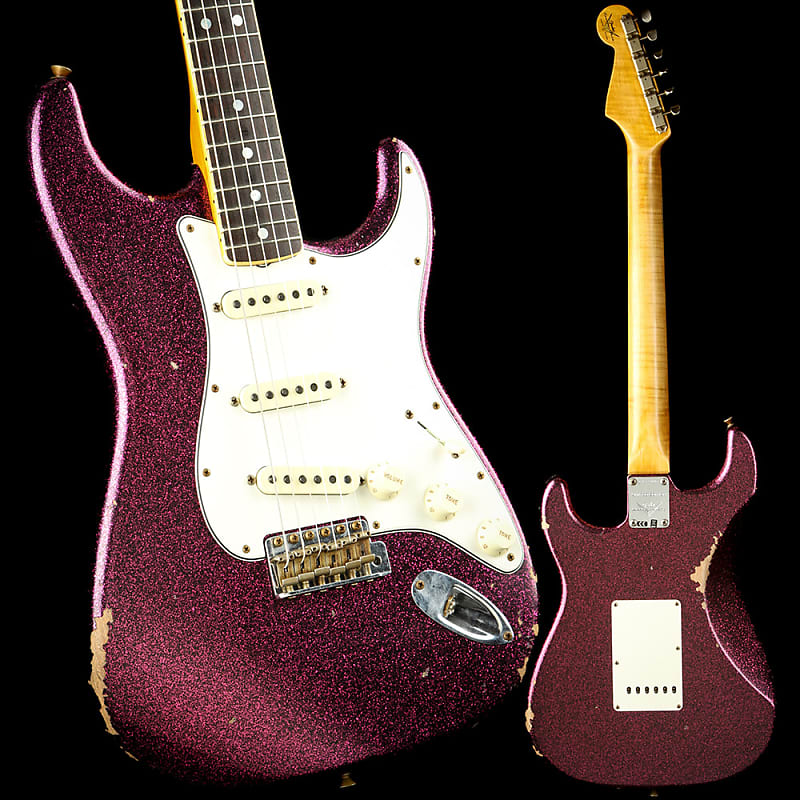Fender Custom Shop LTD 1965 Stratocaster Relic – Aged Magenta Sparkle image 1