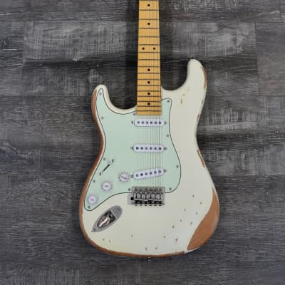 AIO S3 Left Handed Electric Guitar - Relic Olympic White (Maple Fingerboard) for sale