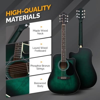 Glarry GMA101 41 Inch EQ Acoustic Guitar w/15W Amp - Green image 4