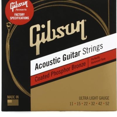 Gibson 11-52 Acoustic Guitar Strings Coated Phosphor Bronze - Perfectly Balanced Tone - Made in the USA image 2