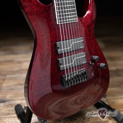 ESP LTD SC-608 Stephen Carpenter 8-String Baritone Guitar w/ Case – Red Sparkle image 3