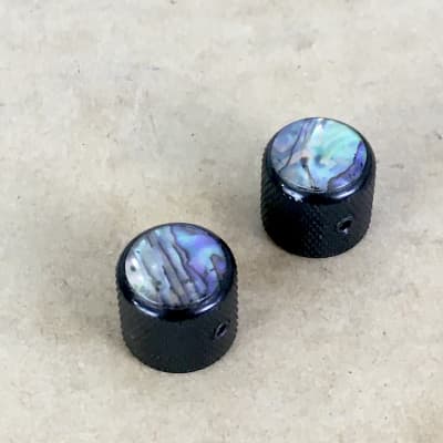 2 Dome Vintage Style Abalone Tops Telecaster Tele Knobs Black Natural Relic CTS image 2