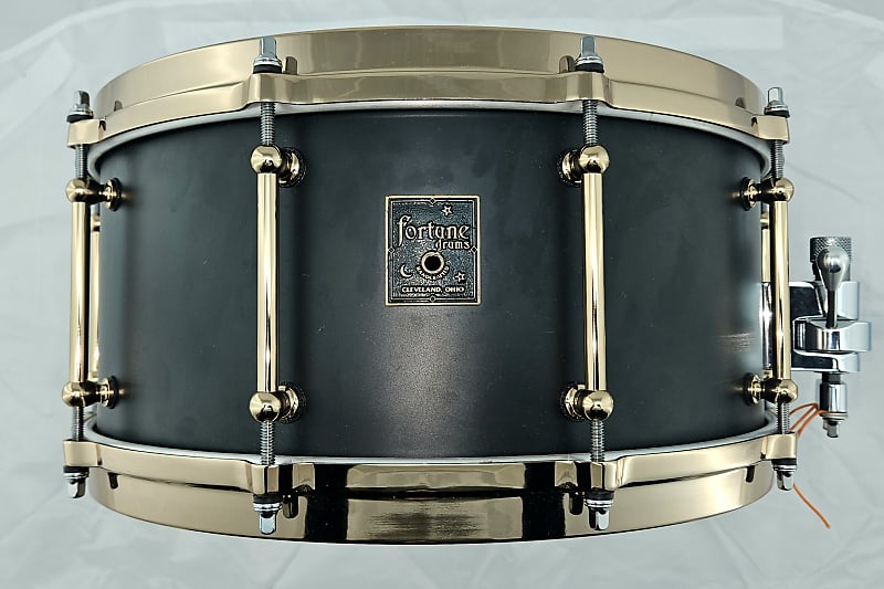 Fortune 6.5x14 Custom Brass Snare Drum 2023 - Black Satin Baked Enamel