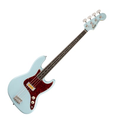 Fender Gold Foil Jazz Bass in Sonic Blue with Deluxe Gig Bag for sale