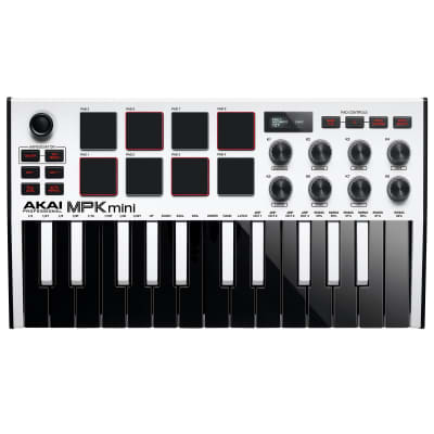 Akai MPK Mini MK3 25-Key USB Keyboard & Pad Controller White, Software & Earbuds image 2