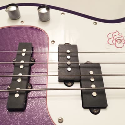 Lefty SX "Rock N Rose" Precision Bass Special Left-Handed Purple Glitter. Great Condition !... image 8