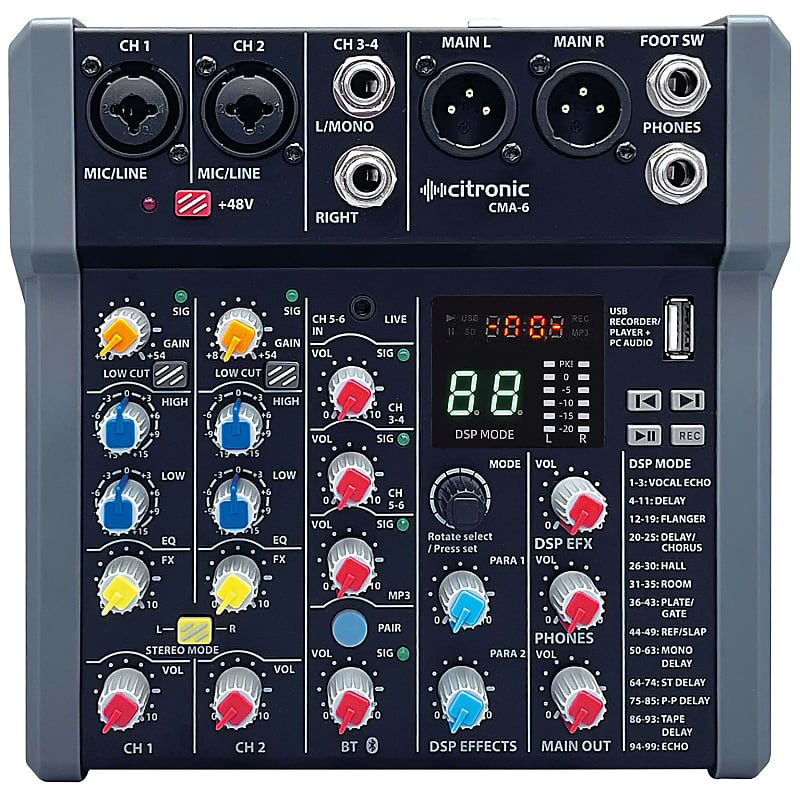 Citronic CMA-6 Compact Mixer with DSP FX and BT/USB image 1