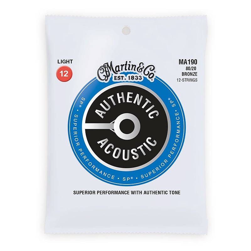 Martin MA190 Authentic Acoustic Strings 80/20 12 String Light .012-.054 image 1