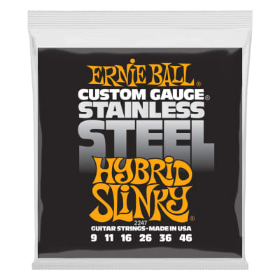 Ernie Ball Hybrid Slinky Stainless Steel Wound Electric Guitar Strings, 9-46 Gauge for sale