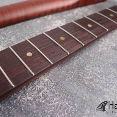 S Style Dark Flame Roasted Maple Neck, Nickel Frets, S Type Electric Guitar Neck, 22 Medium Jumbo Jescar Frets, Guitar Part And Replacement Vintage image 5