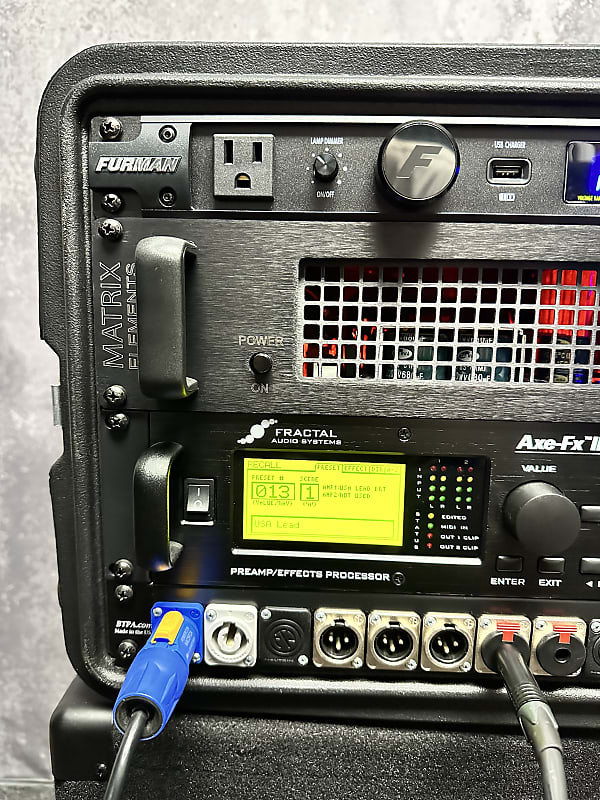 Axe FX II XL+ 6U Rack with Matrix GT1000FX Power Amp Furman