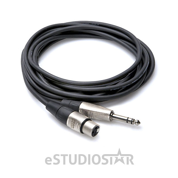 Hosa HXS-015 REAN XLR3F to 1/4" TRS Pro Balanced Interconnect Cable - 15' image 1