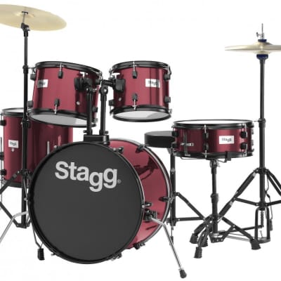 Stagg 5 Piece Full Acoustic Drum Set 10/12/14/14/20 w/ Hardware & Cymbals image 1