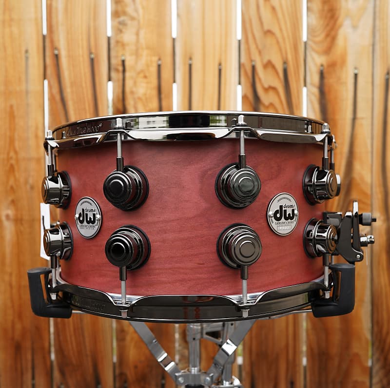 DW USA Collectors Series 7 x 14" Pure Cherry HVLT Shell 20-Lug Snare Drum w/ Black Nickel Hdw. (2023) image 1
