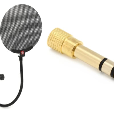 sE Electronics Studio Mic Pop Screen  Bundle with Hosa GHP-105 3.5mm TRS Female to 1/4-inch TRS Male Headphone Adapter image 1