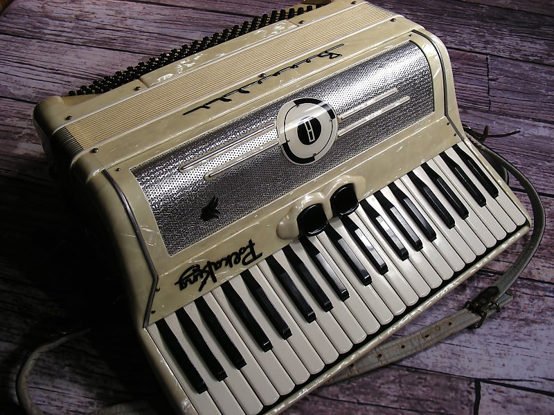 Vintage Bernelli Polka King Accordion Pearloid White Made in Reverb
