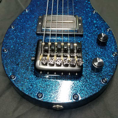 Fouke Industrial Guitars Industrial Aluminum Travel Lap Steel Guitar 2022 Magnum Blue Sparkle image 8