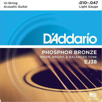 D'Addario Guitar Strings  Acoustic   EJ38  12-String  Phosphor Bronze image 1