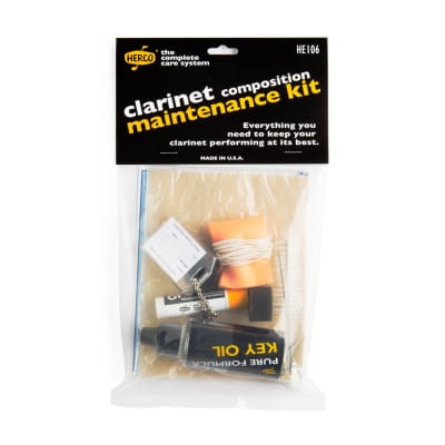 Herco HE106 Clarinet Composition Maintenance Kit | Chamois, Brush, Cork Grease image 1