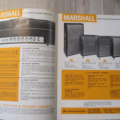 Marshall Catalog c.1969 Super lead, Marshall Major,cabinets, PAs etc image 2