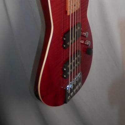 Reverend Mercalli 5 FM Wine Red RM Flame Maple Top Roasted Maple Fingerboard 5-string Electric Bass B-stock image 4