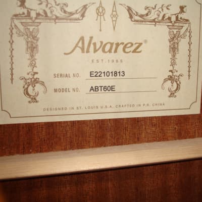 2022 Alvarez ABT60E Artist 60 Baritone Acoustic Electric Guitar, Natural image 3