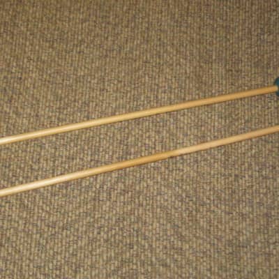 one pair new old stock A+ Mike Balter MB5B (5B) Medium Hard Keyboard Mallets - 1" diameter Oval Dark Green Rubber HEADS and Natural Birch HANDLES (for Marimba, Xylophone) mid to late 1990s (+ packaging) Unwound Series image 14