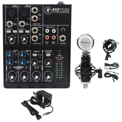 Mackie 402VLZ4 4-Channel Compact Analog Low-Noise Mixer+Condenser Recording Mic image 1