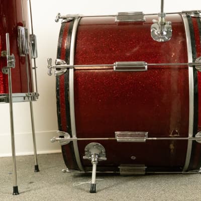 1960s Rogers Tower Sparkling Red Pearl Drum Set image 9