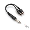 Hosa YPR-124 Audio Y-Cable, Mono 1/4" Male to Dual RCA Male, 6"