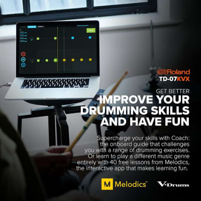 Roland TD-07KVX Electronic V-Drums Kit – with VH-10 Floating Hi-Hat and Best-Ever Cymbals – Bluetooth Audio & MIDI – 40 Free Melodics Lessons,Black image 8