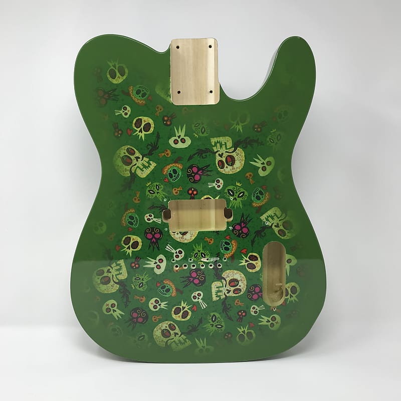 Retro Guitars Green Skull Fabric Body image 1