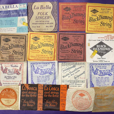vintage 1930s case candy Black Diamond  La Bella La Tosca Guitar strings  1940s 1950s image 1