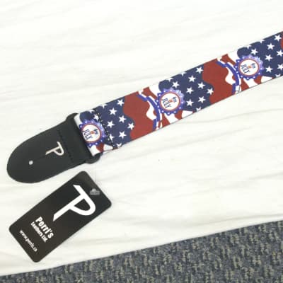 Perri's 2" Polyester 4th of July Guitar Strap Leather ends JULY 4 Inependence Day Patriotic image 4
