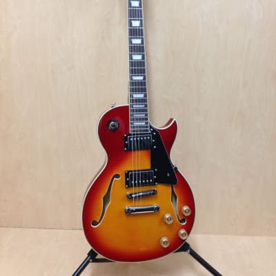 Haze 239 CS Semi-Hollow Body Electric Guitar,Cherry Sunburst+Free Gig Bag,Picks image 2