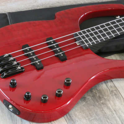 Unique! Parker Deluxe FB4 4-String Fly Bass Trans Red Quilt + OGB image 2