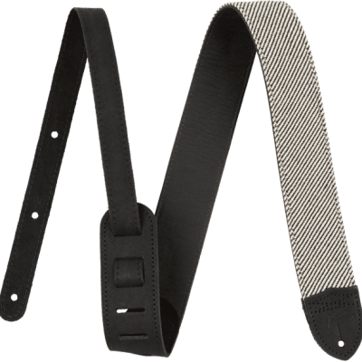 099-0610-006 Genuine Fender Strap Deluxe 2" Black Tweed/Leather USA Made Guitar/Bass image 1