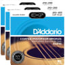 3 Sets D'Addario EXP16 Coated Phosphor Acoustic Guitar Strings Light 12-53