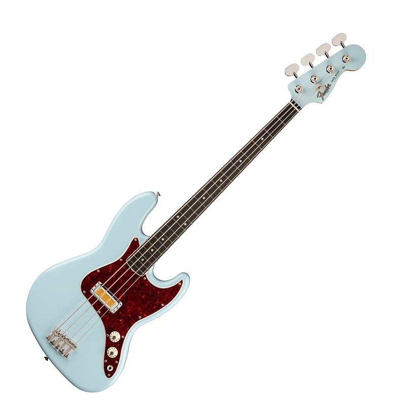 Fender Gold Foil Jazz Bass in Sonic Blue with Deluxe Gig Bag image 1