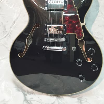 D'Angelico Premier DC 335 Style Semi-Hollow Body Electric Guitar-Black Flake-NEW! image 2
