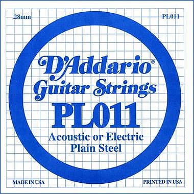 D'Addario PL011 Plain Steel Ball End .011 Single String image 1
