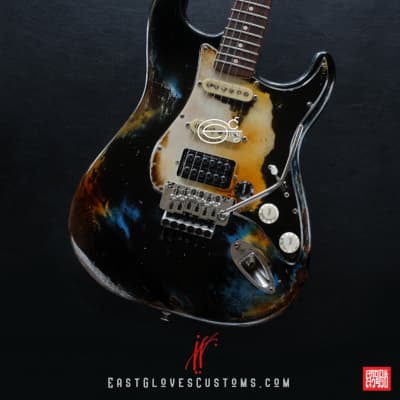Fender Stratocaster Floyd Rose Black/Blue Heavy Aged Relic by East Gloves Customs[$280 Off for Limited Time Only] image 5