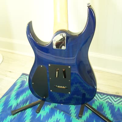 S101 Eagle,  Double Cutaway HSS Electric Guitar, Transparent Blue finish, single binding. image 8