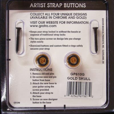 Grover GP610G Skull Artist Strap Buttons (Set of 2) image 4