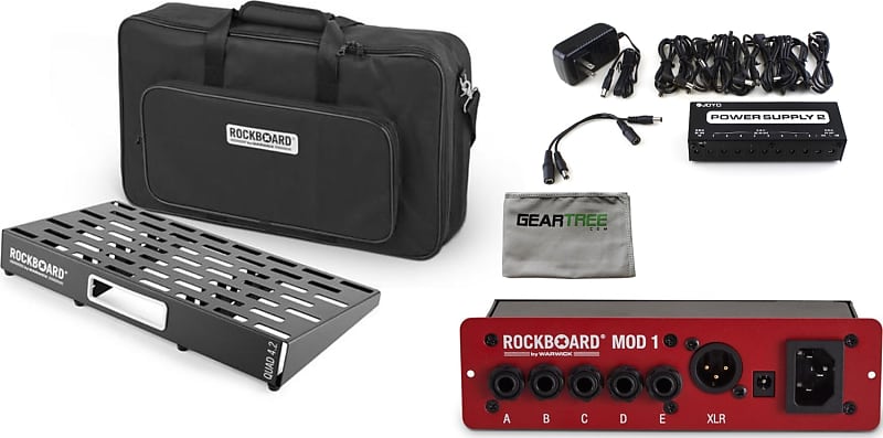RockBoard QUAD 4.2 - 24.01in x 12.83in Effect Pedalboard w/Gig Bag, Power  Supply, MOD 1 Patchbay, and Cleaning Cloth